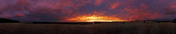 360 Grad Panorama Landschaft Mit Wolkenbild Abendrot — Stockfoto