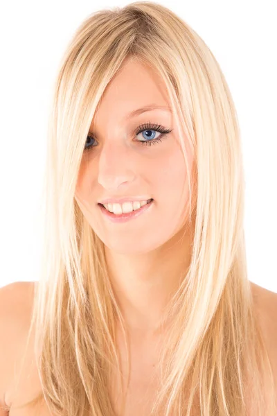 Atraktivní Blondýnka Modrýma Očima — Stock fotografie