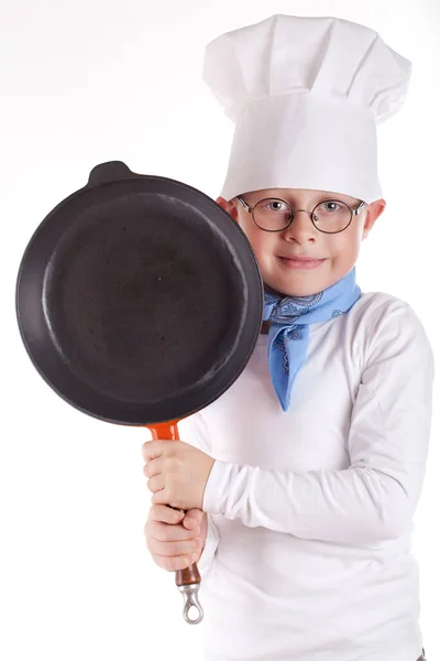 Маленький Повар Сковородкой — стоковое фото