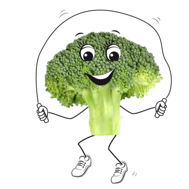 broccoli while jumping rope clipart
