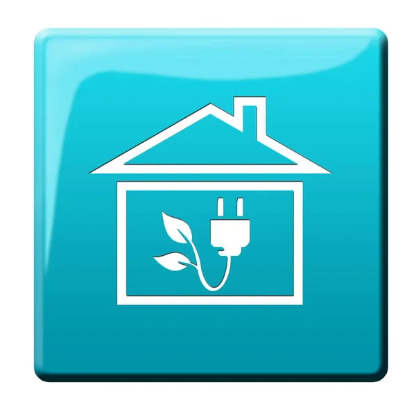 Energy Saving House Button — Stock Photo, Image