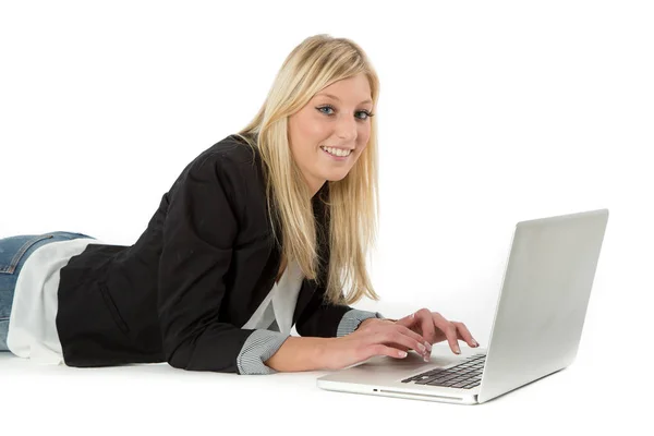 Retrato Mujer Con Cuaderno — Foto de Stock