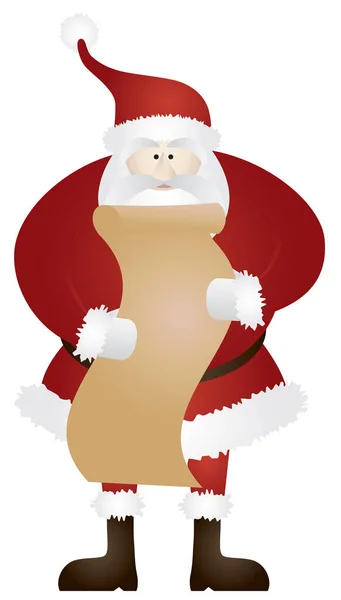 圣诞老人与圣诞顽皮和漂亮的名单漫画分离的白色背景说明 — 图库照片