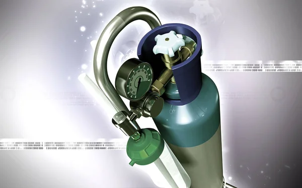 数字说明的氧气瓶在彩色背景 — 图库照片