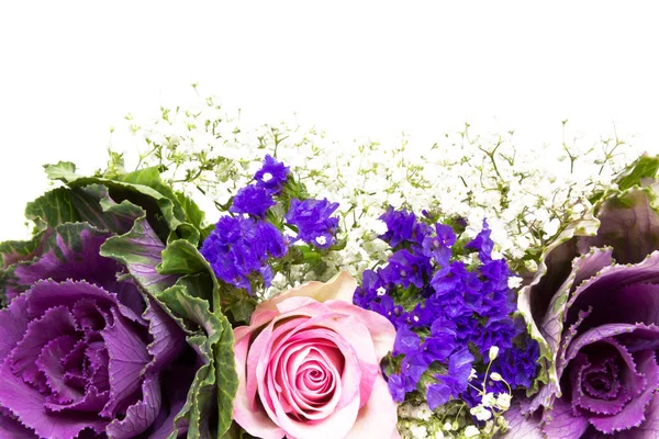 Прикраса Квітів Троянд Статиці Листя Капусти Гіпсофіли — стокове фото