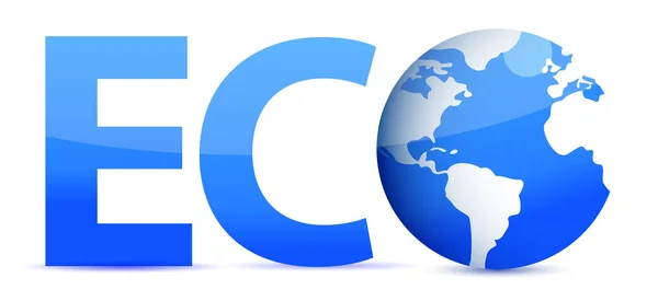 Blue Word Eco Globe Illustration — Stock Photo, Image