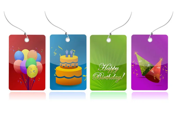 Kleurrijke Verjaardag Tags Illustratie Ontwerp — Stockfoto
