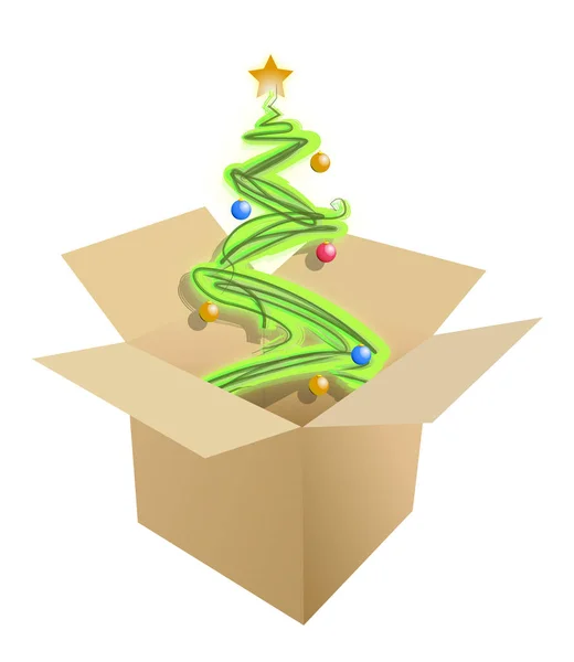Christmas Tree Cardboard Box — Stock Photo, Image