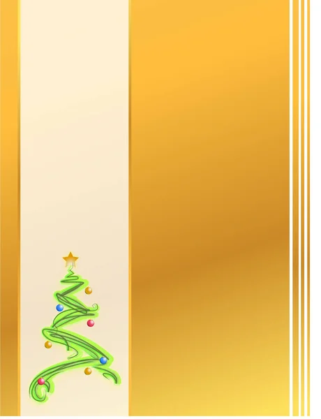 Ilustração Cartão Árvore Natal Ouro — Fotografia de Stock