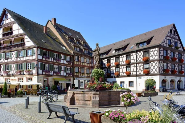 Svart Skog Ngenbach Nhalf Timbered Houses Nold Town Nmarket Fontain — Stockfoto