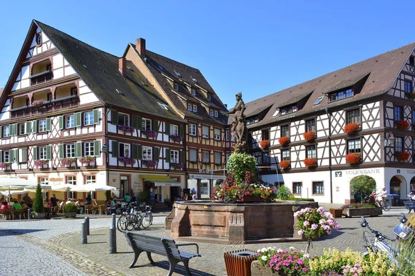 Černý Les Ngengenbach Nzpola Roubené Domy Nold Město Nmarktbrunnen Nmarktplatz — Stock fotografie