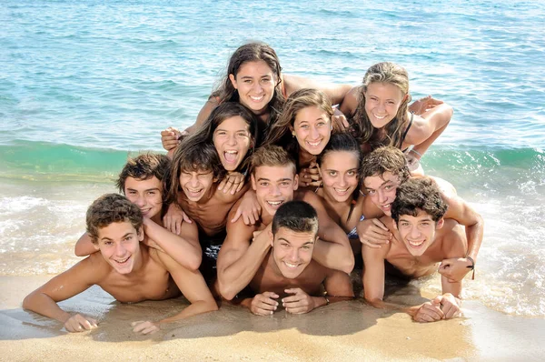 Group Happy Teens Beach Royalty Free Stock Images