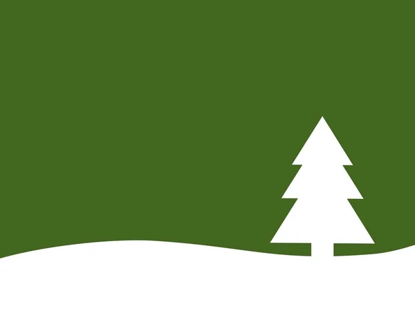 Semplice Biglietto Natale Verde Con Albero Natale — Foto Stock
