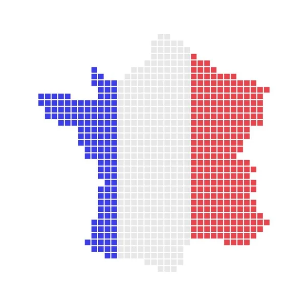 Mapa França Feita Pixels Azul Branco Vermelho — Fotografia de Stock