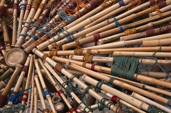 Fundo Seguro Com Cordas Feitas Bambu — Fotografia de Stock