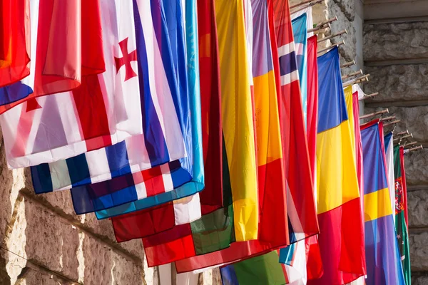 Banderas Internacionales Varias Banderas Asta Bandera — Foto de Stock