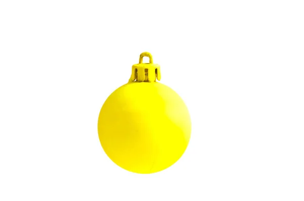 Bola Natal Amarelo Isolado Fundo Branco — Fotografia de Stock