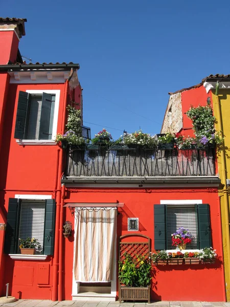 Włochy Dom Burano — Zdjęcie stockowe