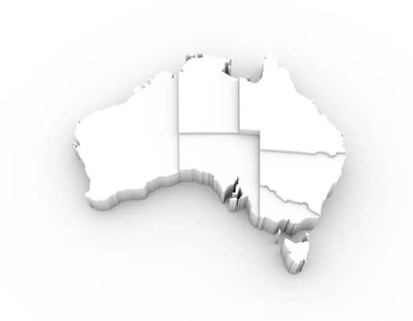 Austrálie Mapa Bílá Stavy Stupňovitě Střihovou Dráhou — Stock fotografie