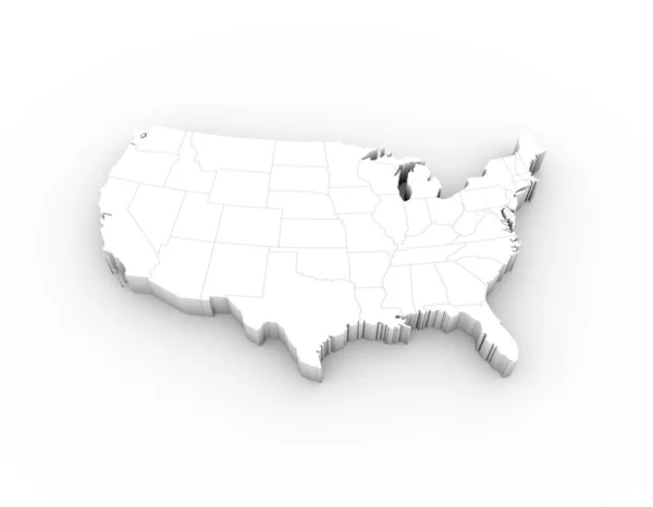 Usa Karte Weiß Mit Staaten Und Schnittpfad — Stockfoto