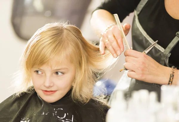 Hair Care Little Girl Hairdressing Salon Royalty Free Stock Images
