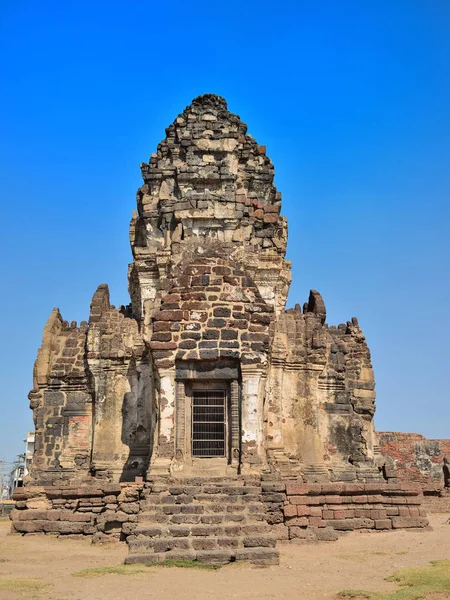 Phra Prang Sam Yot Μπλε Ουρανό Στο Lop Buri Ταϊλάνδη — Φωτογραφία Αρχείου