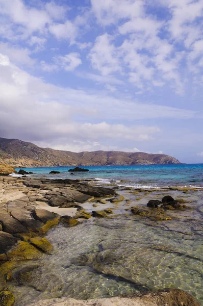 Amplia Vista Playa Kedrodasos Isla Creta Grecia — Foto de Stock