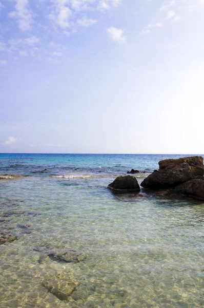 Amplia Vista Playa Kedrodasos Isla Creta Grecia — Foto de Stock
