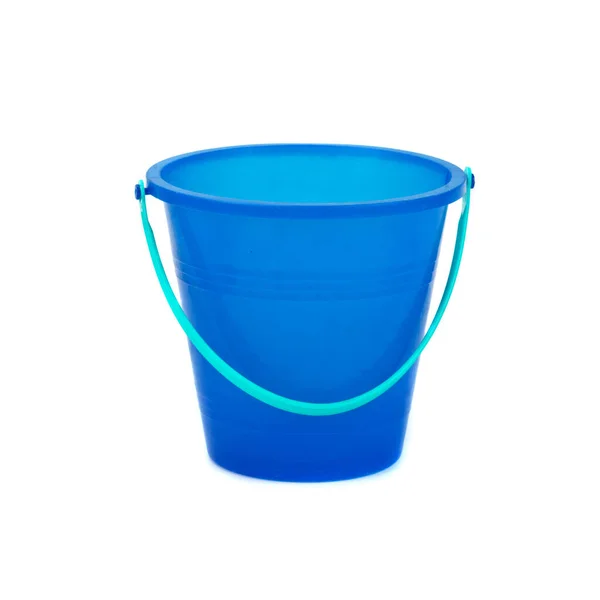 Balde Plástico Azul Isolado Fundo Branco — Fotografia de Stock