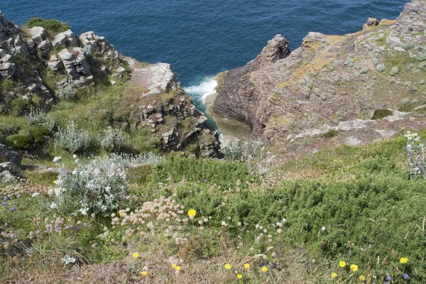 Idylliczne Krajobrazy Przybrzeżne Cap Frehel Bretanii Francja — Zdjęcie stockowe