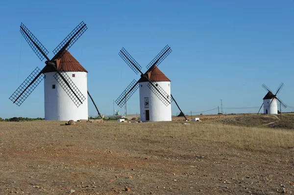 Ισπανοί Ανεμόμυλοι Mancha Τραχήλου Της Μήτρας Don Quijote — Φωτογραφία Αρχείου