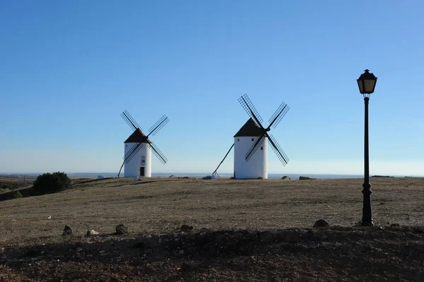 Spanyolország Szélmalmok Mancha Cervantes Don Quijote — Stock Fotó