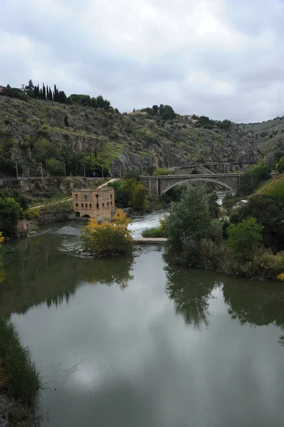 Toledo Spain Facades Bridge Puente Alcantara Tajo — 스톡 사진