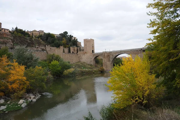 Toledo Spanya Cephe Briç Puente Alcantara Tajo — Stok fotoğraf