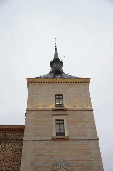 Toledo Hiszpanie Fasady Alkazar Drzwi Brama Zamek Mancha — Zdjęcie stockowe