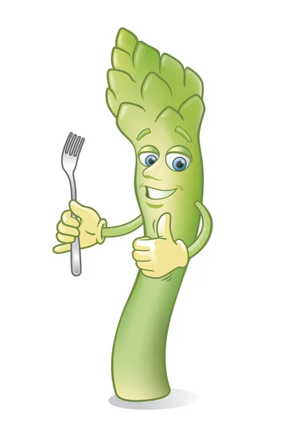 Mister Schpargel Holding Fork Holds His Thumbs — Stock Photo, Image