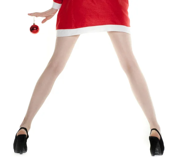 Christmas Woman Red Christmas Tree Ball Stock Image