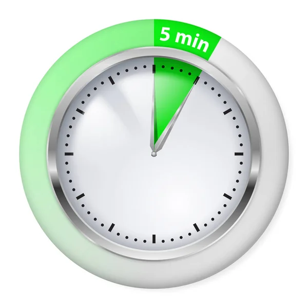 绿色定时器图标 5分钟 关于白色的说明 — 图库照片#