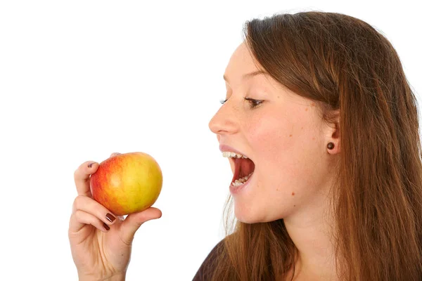 Mujer Joven Con Manzana — Foto de Stock