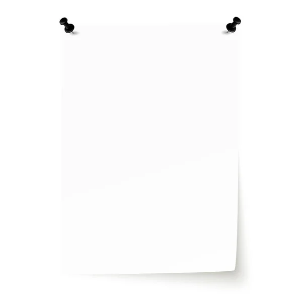 Blank Sheet Paper Pins Raised Corner — Stock Photo, Image