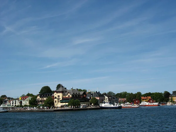 Vaxholm市和港口观点 — 图库照片