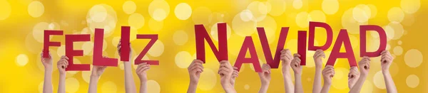 Spanish Words Feliz Navidad Which Means Merry Christmas Golden Background — Stock Photo, Image