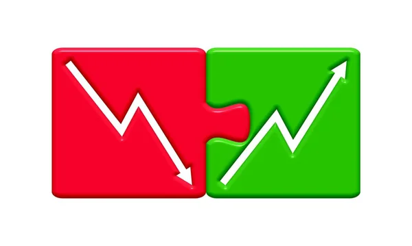 Puzzle Šipka Nahoru Dolů Krizi Jde Nahoru — Stock fotografie