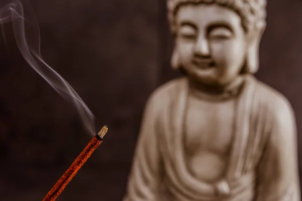 Zen Fumo Meditazione Con Buddha — Foto Stock