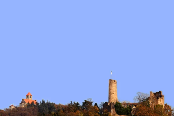 Slott Ruiner Vindäck Och Wachenburg Över Weinheim — Stockfoto