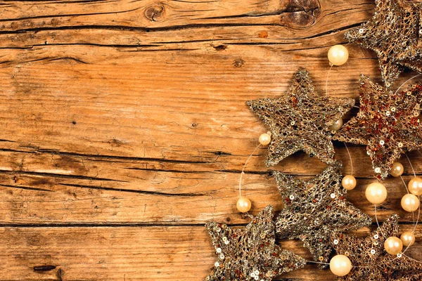 Złote Gwiazdy Drewniane Tło — Zdjęcie stockowe