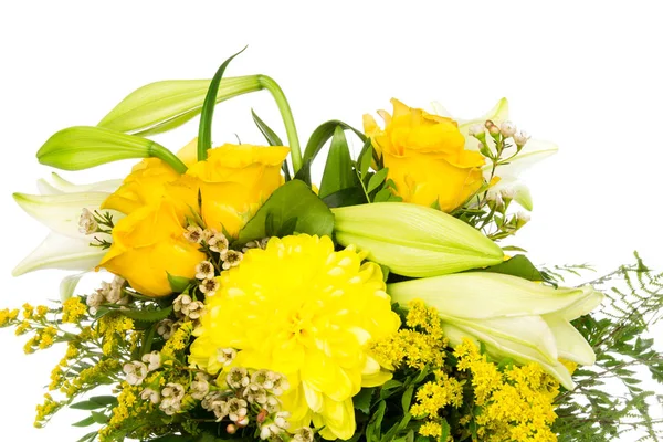 Ein Strauß Rosen Lilien Und Chrysanthemen — Stockfoto