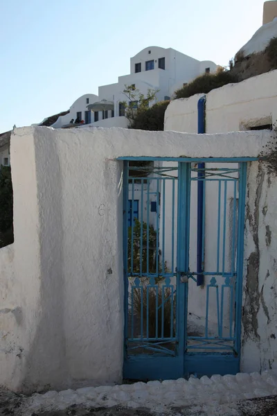 Ingang Van Een Huis Oia Het Eiland Santorini Griekenland — Stockfoto