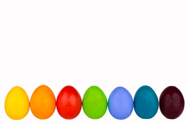 Barevné Velikonoční Vajíčka Řadě Spodním Obrázku — Stock fotografie