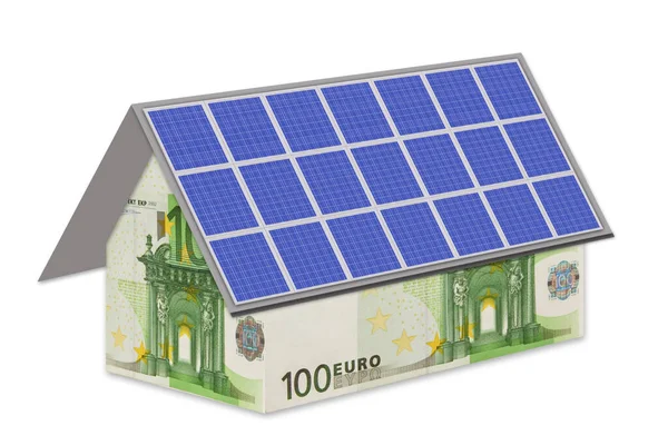 Casa 100 Euros Com Painéis Solares — Fotografia de Stock